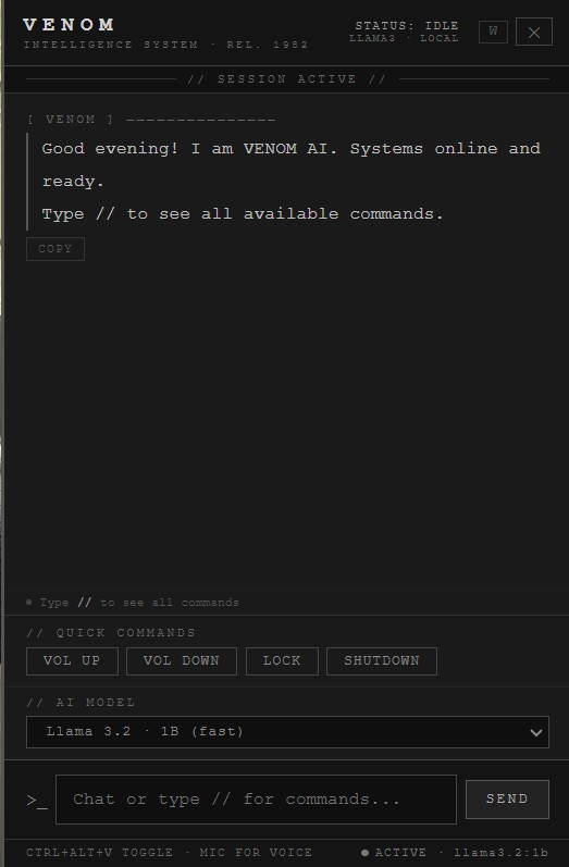 Venom AI – Interface